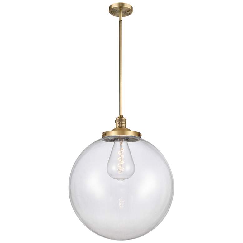 Image 1 Franklin Beacon 18"W Brushed Brass Stemmed Pendant w/ Clear Shade