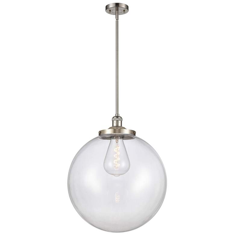 Image 1 Franklin Beacon 18"W Brushed Nickel Stemmed Pendant w/ Clear Shade