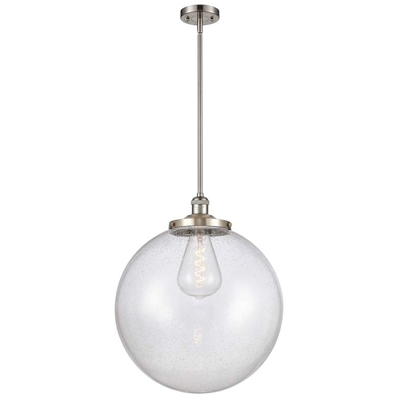 Image 1 Franklin Beacon 18"W Brushed Nickel Stemmed Pendant w/ Seedy Shade