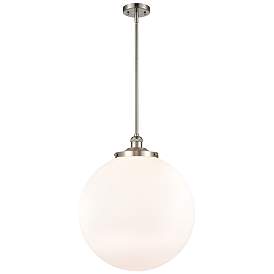 Image1 of Franklin Beacon 18"W Brushed Satin Nickel Stemmed Pendant w/ White Sha