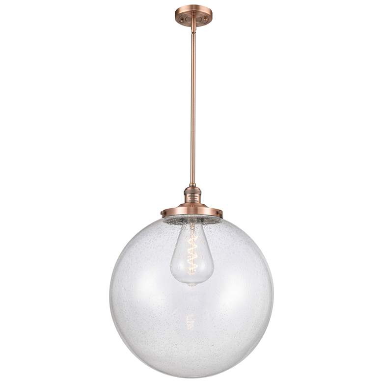 Image 1 Franklin Beacon 18"W Copper Stemmed Pendant w/ Seedy Shade