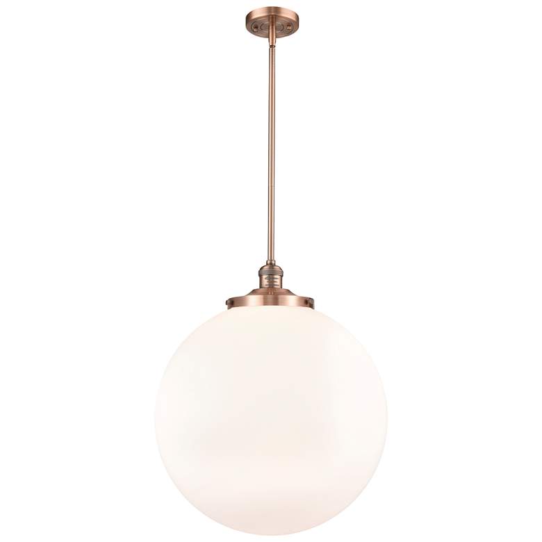 Image 1 Franklin Beacon 18"W Copper Stemmed Pendant w/ White Shade