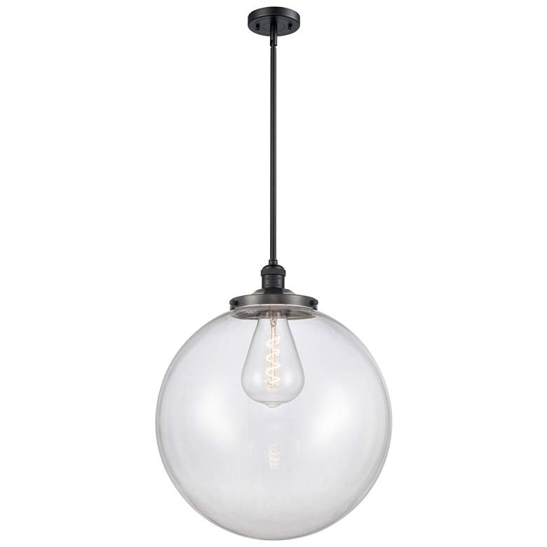 Image 1 Franklin Beacon 18"W Matte Black Stemmed Pendant w/ Clear Shade