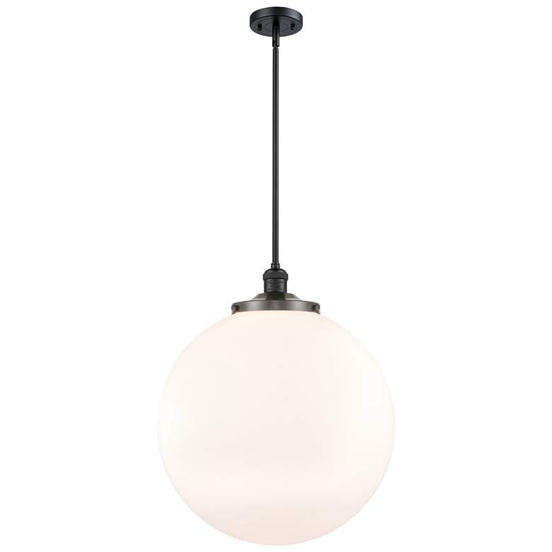Image 1 Franklin Beacon 18"W Matte Black Stemmed Pendant w/ White Shade