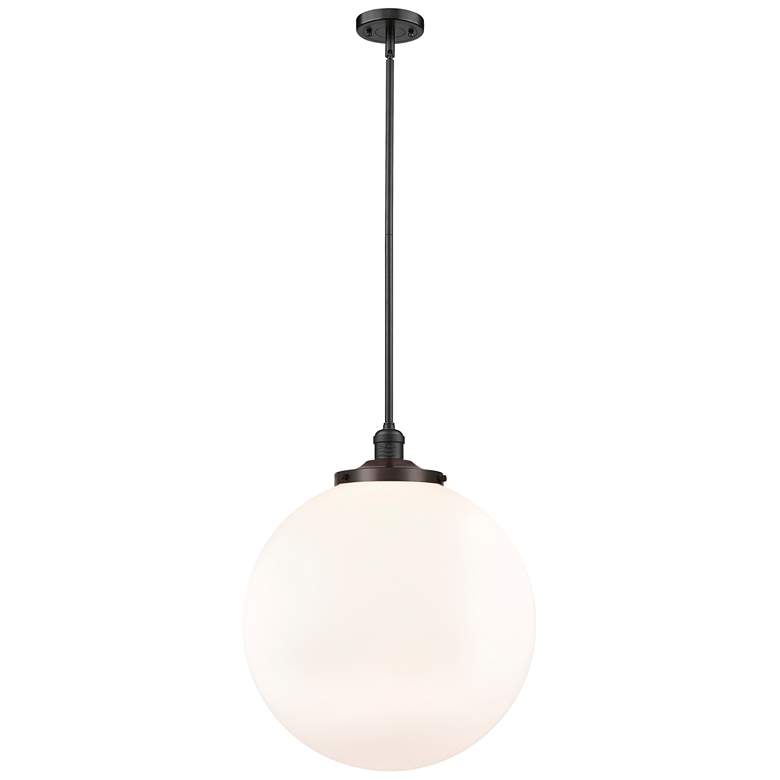 Image 1 Franklin Beacon 18"W Oil Rubbed Bronze Stemmed Pendant w/ White Shade