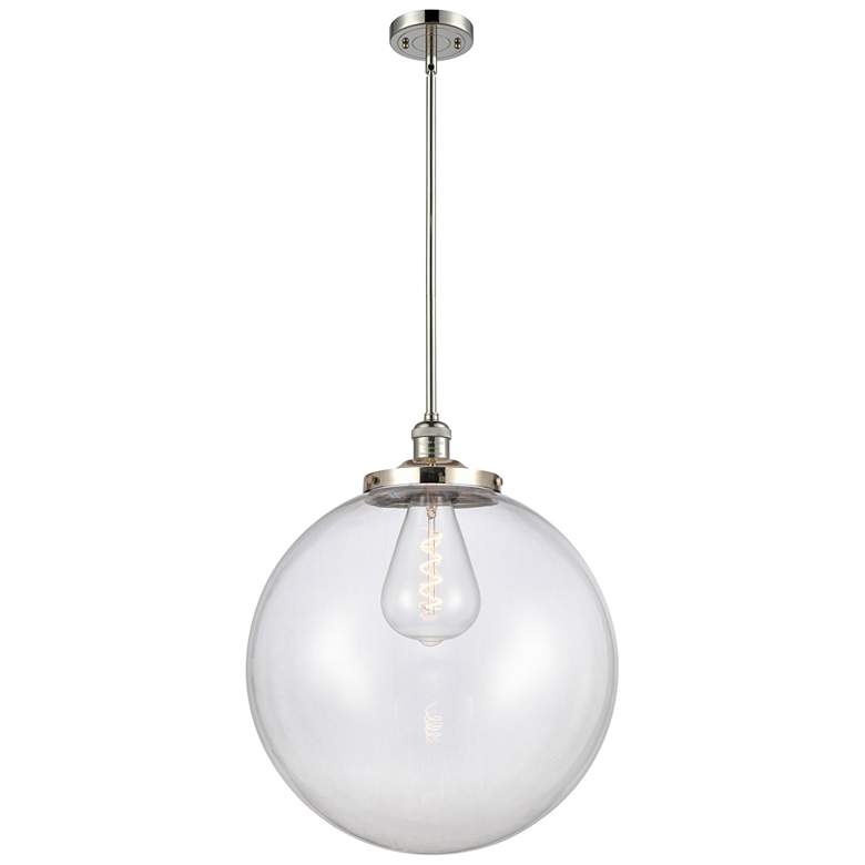 Image 1 Franklin Beacon 18"W Polished Nickel Stemmed Pendant w/ Clear Shade