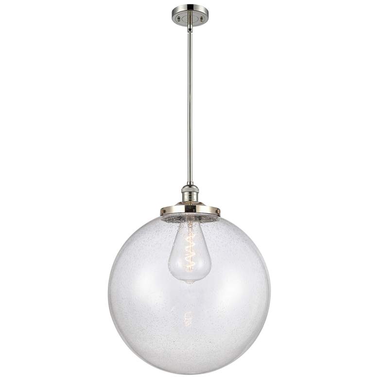 Image 1 Franklin Beacon 18"W Polished Nickel Stemmed Pendant w/ Seedy Shade