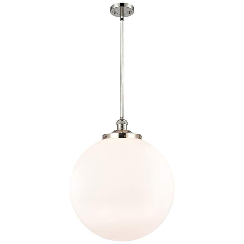 Image 1 Franklin Beacon 18"W Polished Nickel Stemmed Pendant w/ White Shade