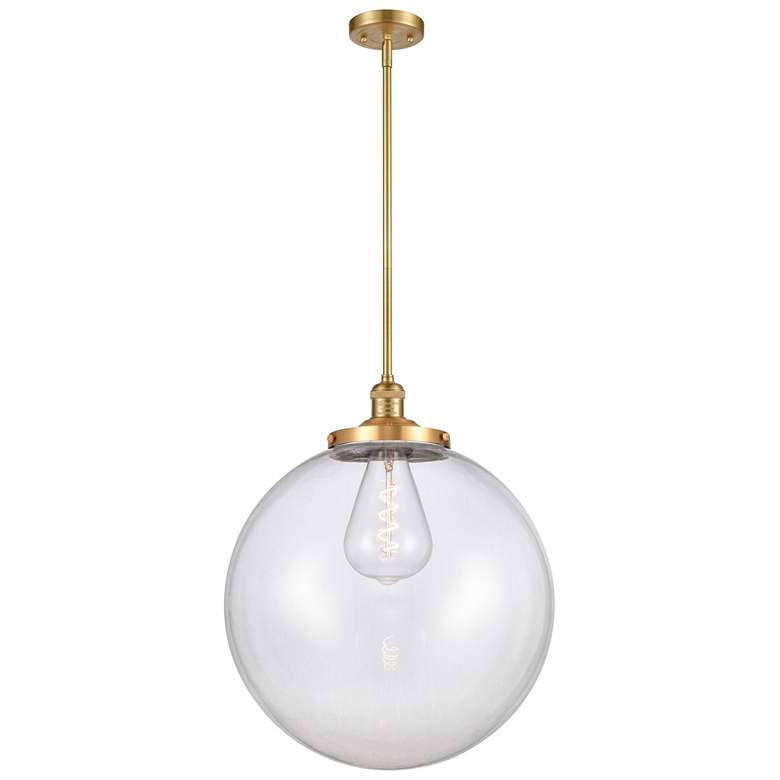 Image 1 Franklin Beacon 18"W Satin Gold Stemmed Pendant w/ Clear Shade