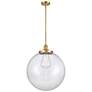 Franklin Beacon 18"W Satin Gold Stemmed Pendant w/ Clear Shade