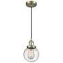 Franklin Beacon 6" Wide Antique Brass Corded Mini Pendant w/ Seedy Sha