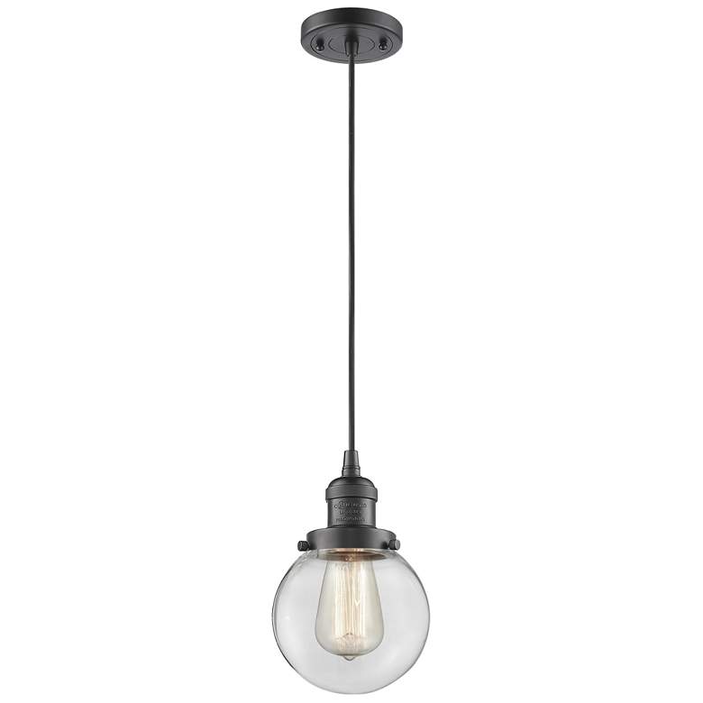 Image 1 Franklin Beacon 6" Wide Bronze Corded Mini Pendant w/ Clear Shade