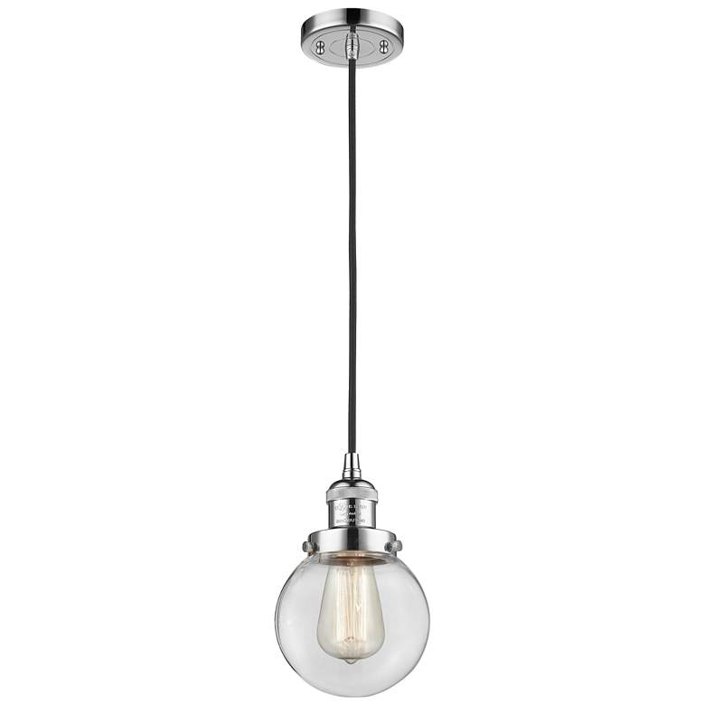 Image 1 Franklin Beacon 6" Wide Polished Chrome Corded Mini Pendant w/ Clear S