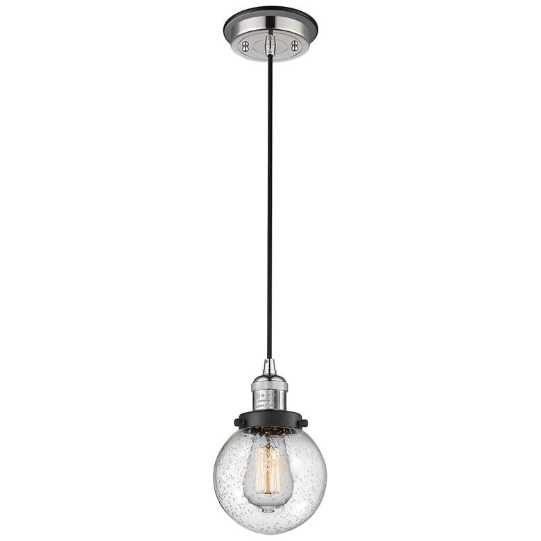 Image 1 Franklin Beacon 6" Wide Polished Nickel Corded Mini Pendant w/ Seedy S