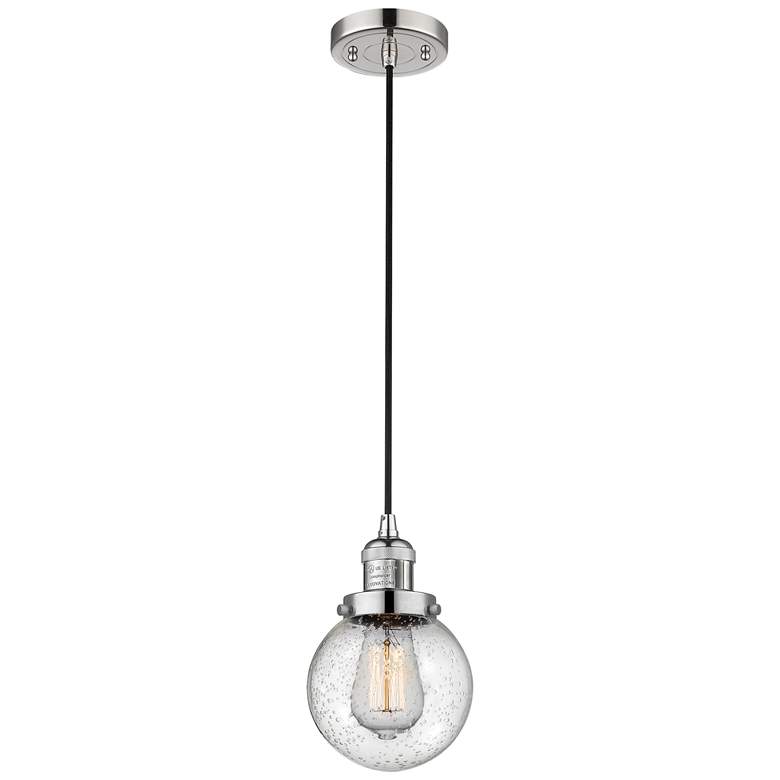 Image 1 Franklin Beacon 6" Wide Polished Nickel Corded Mini Pendant w/ Seedy S