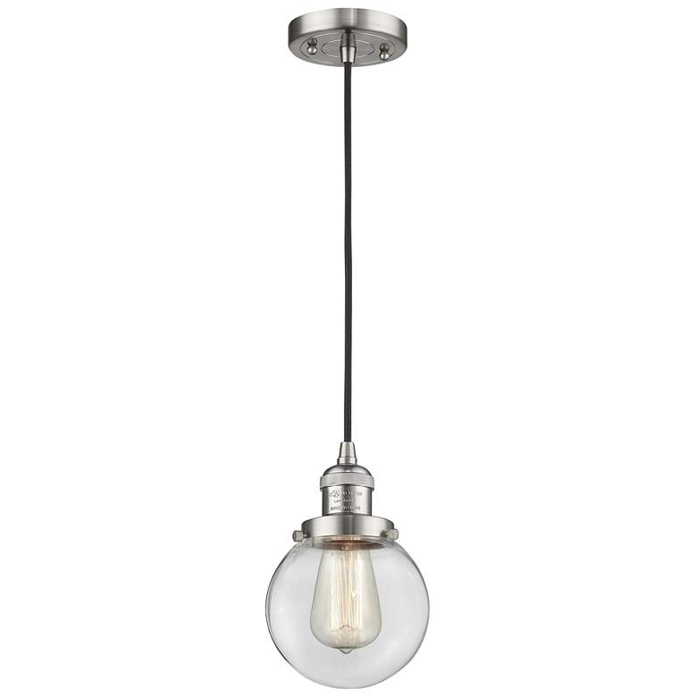 Image 1 Franklin Beacon 6"W Brushed Satin Nickel Corded Mini Pendant w/ Clear