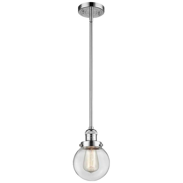 Image 1 Franklin Beacon 6"W Polished Chrome Stem Hung Mini Pendant w/ Clear Sh