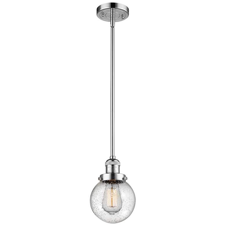 Image 1 Franklin Beacon 6"W Polished Chrome Stem Hung Mini Pendant w/ Seedy Sh