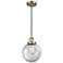 Franklin Beacon 8" Wide Antique Brass Corded Mini Pendant w/ Clear Sha