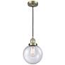 Franklin Beacon 8" Wide Antique Brass Corded Mini Pendant w/ Seedy Sha