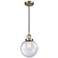 Franklin Beacon 8" Wide Antique Brass Corded Mini Pendant w/ Seedy Sha