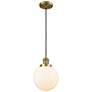 Franklin Beacon 8" Wide Brushed Brass Corded Mini Pendant w/ White Sha