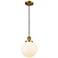 Franklin Beacon 8" Wide Brushed Brass Corded Mini Pendant w/ White Sha