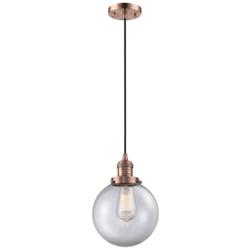 Franklin Beacon 8" Wide Copper Corded Mini Pendant w/ Clear Shade