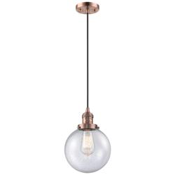 Franklin Beacon 8" Wide Copper Corded Mini Pendant w/ Seedy Shade