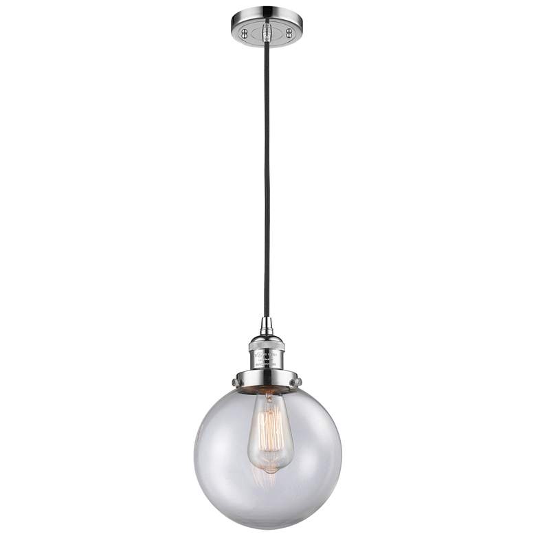 Image 1 Franklin Beacon 8" Wide Polished Chrome Corded Mini Pendant w/ Clear S