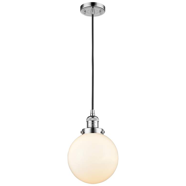 Image 1 Franklin Beacon 8" Wide Polished Chrome Corded Mini Pendant w/ White S
