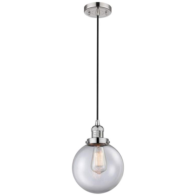 Image 1 Franklin Beacon 8" Wide Polished Nickel Corded Mini Pendant w/ Clear S