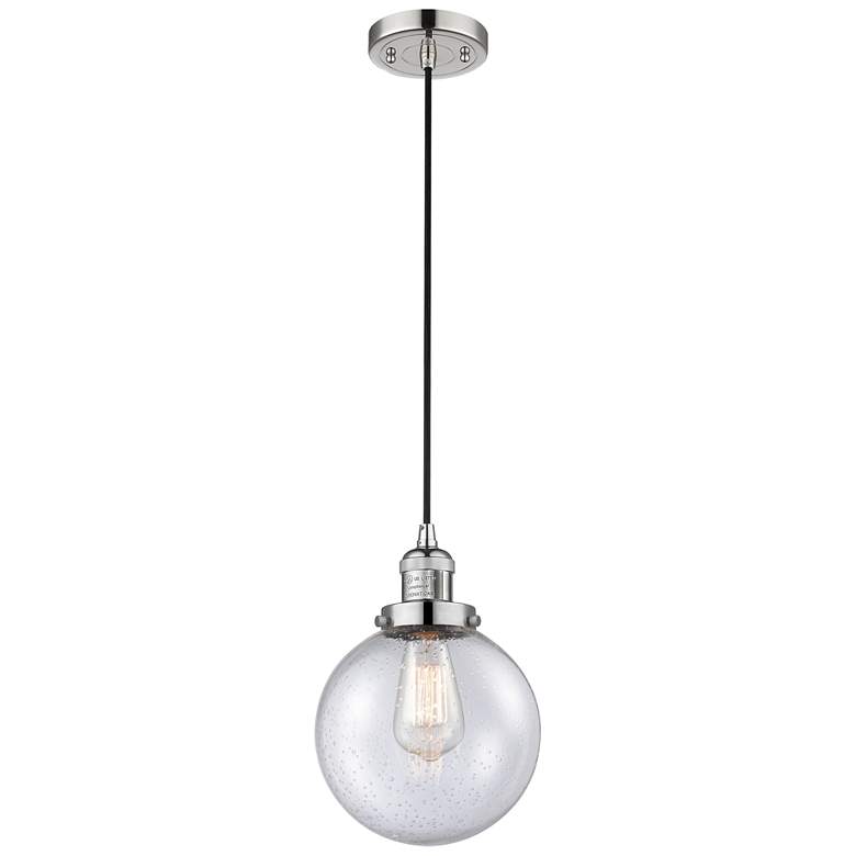 Image 1 Franklin Beacon 8" Wide Polished Nickel Corded Mini Pendant w/ Seedy S