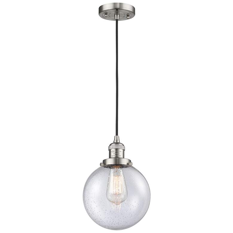 Image 1 Franklin Beacon 8"W Brushed Satin Nickel Corded Mini Pendant w/ Seedy