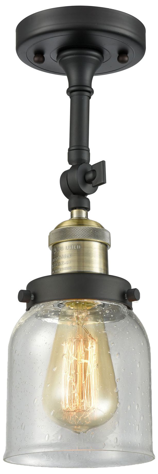 Image 7 Franklin Bell 10" High Black Brass Sconce w/ Seedy Shade more views