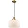 Franklin Bell 12" Brushed Brass Corded Mini Pendant w/ White Shade