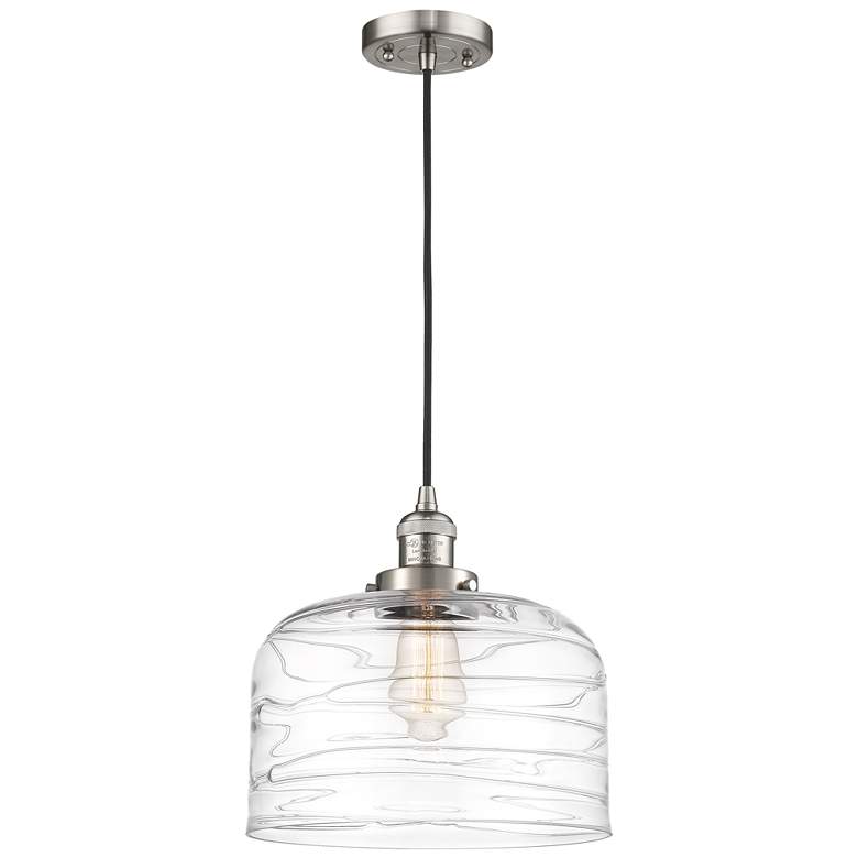 Image 1 Franklin Bell 12" Brushed Nickel Corded Mini Pendant w/ Deco Shade