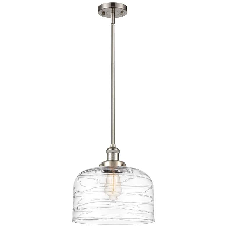 Image 1 Franklin Bell 12" Brushed Nickel Stemmed Mini Pendant w/ Deco Shade