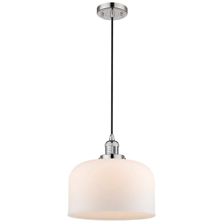 Image 1 Franklin Bell 12" Polished Nickel Corded Mini Pendant w/ White Shade