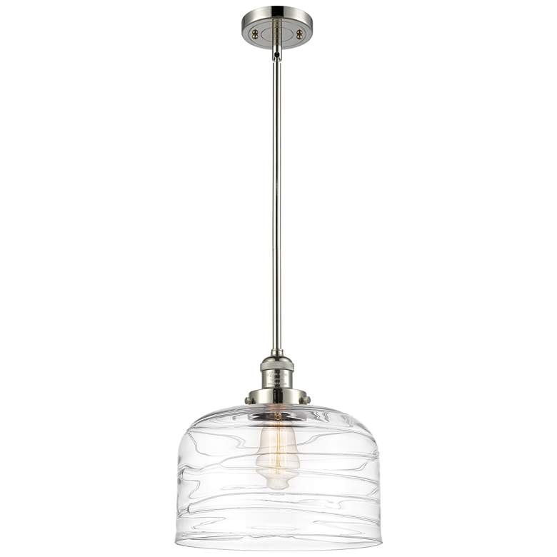 Image 1 Franklin Bell 12" Polished Nickel Stemmed Mini Pendant w/ Deco Shade