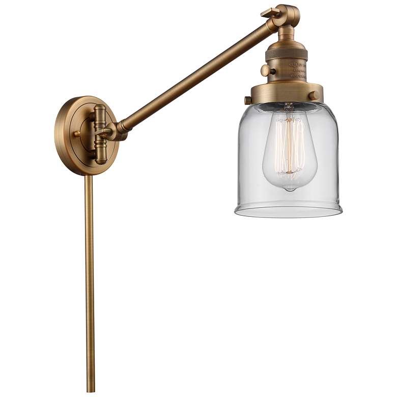 Image 1 Franklin Bell 25" High Brushed Brass Swing Arm w/ Clear Shade