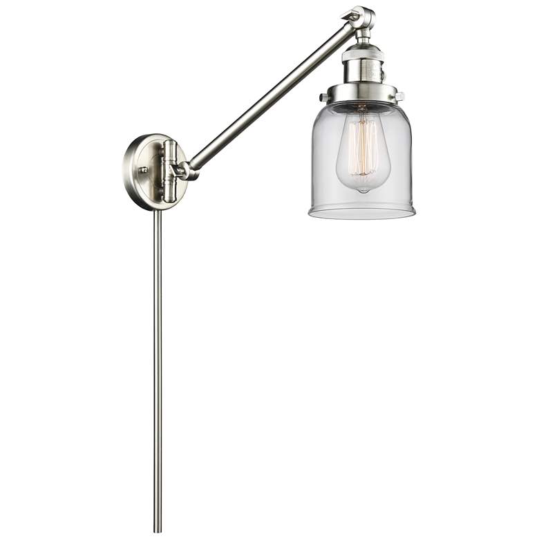 Image 1 Franklin Bell 25" High Brushed Satin Nickel Swing Arm w/ Clear Shade