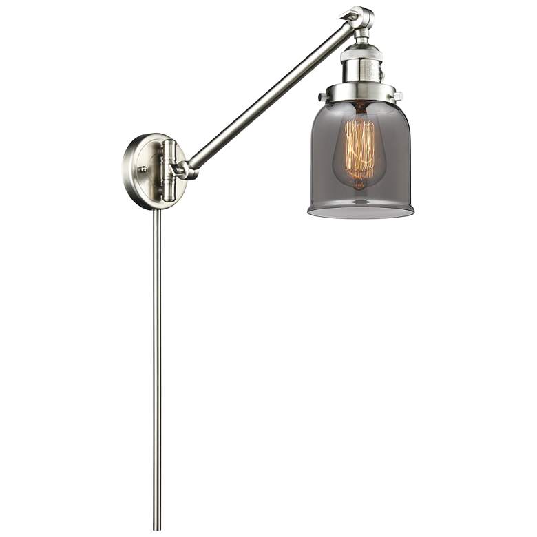 Image 1 Franklin Bell 25" High Brushed Satin Nickel Swing Arm w/ Plated Smoke