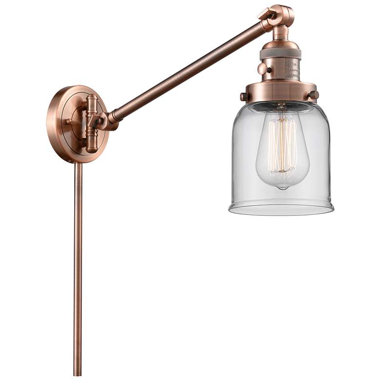 Image 1 Franklin Bell 25" High Copper Swing Arm w/ Clear Shade