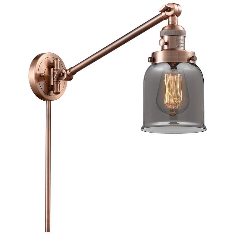 Image 1 Franklin Bell 25" High Copper Swing Arm w/ Plated Smoke Shade