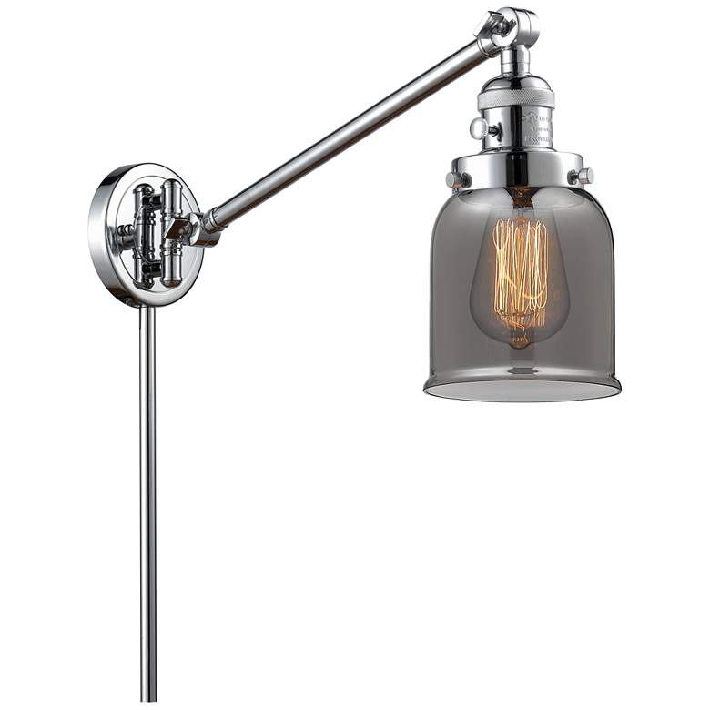 Image 1 Franklin Bell 25" High Polished Chrome Swing Arm w/ Plated Smoke Shade