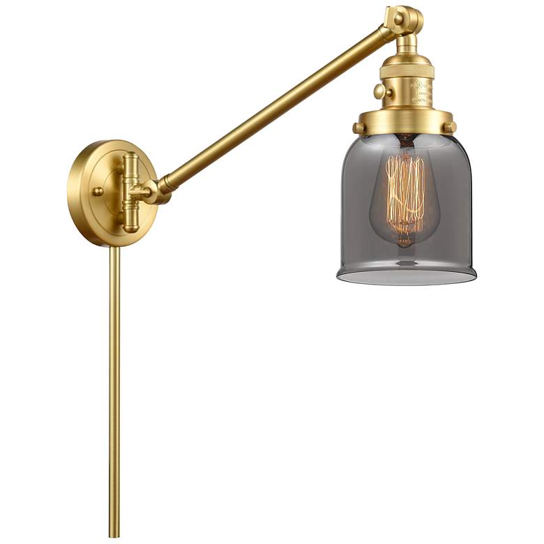 Image 1 Franklin Bell 25" High Satin Gold Swing Arm w/ Plated Smoke Shade