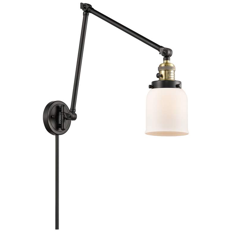 Image 1 Franklin Bell 30" High Black Brass Swing Arm w/ Matte White Shade