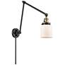 Franklin Bell 30" High Black Brass Swing Arm w/ Matte White Shade