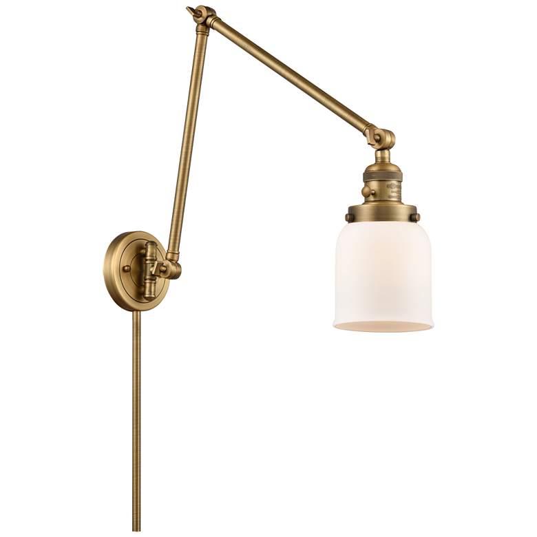 Image 1 Franklin Bell 30" High Brushed Brass Swing Arm w/ Matte White Shade